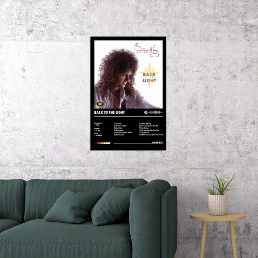 Brian May Back to the Light Black Album Cover Music Poster Rock Wall Art Home Decor for Living Room Vintage Rock Band Aesthetic Classic Rock Music Print Retro Legendary Band - xonomax