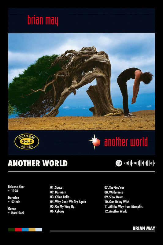 Brian May Another World Black Album Cover Music Poster Rock Wall Art Home Decor for Living Room Vintage Rock Band Aesthetic Classic Rock Music Print Retro Legendary Band - xonomax