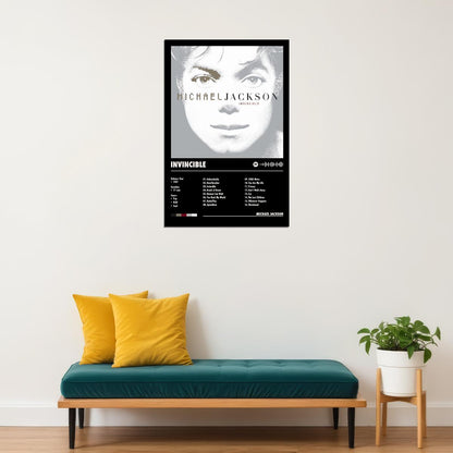 Michael Jackson Invincible Black Album Cover Music Poster Pop Wall Art Home Decor for Living Room Vintage Pop Star Aesthetic Classic Music Print Legendary Singer