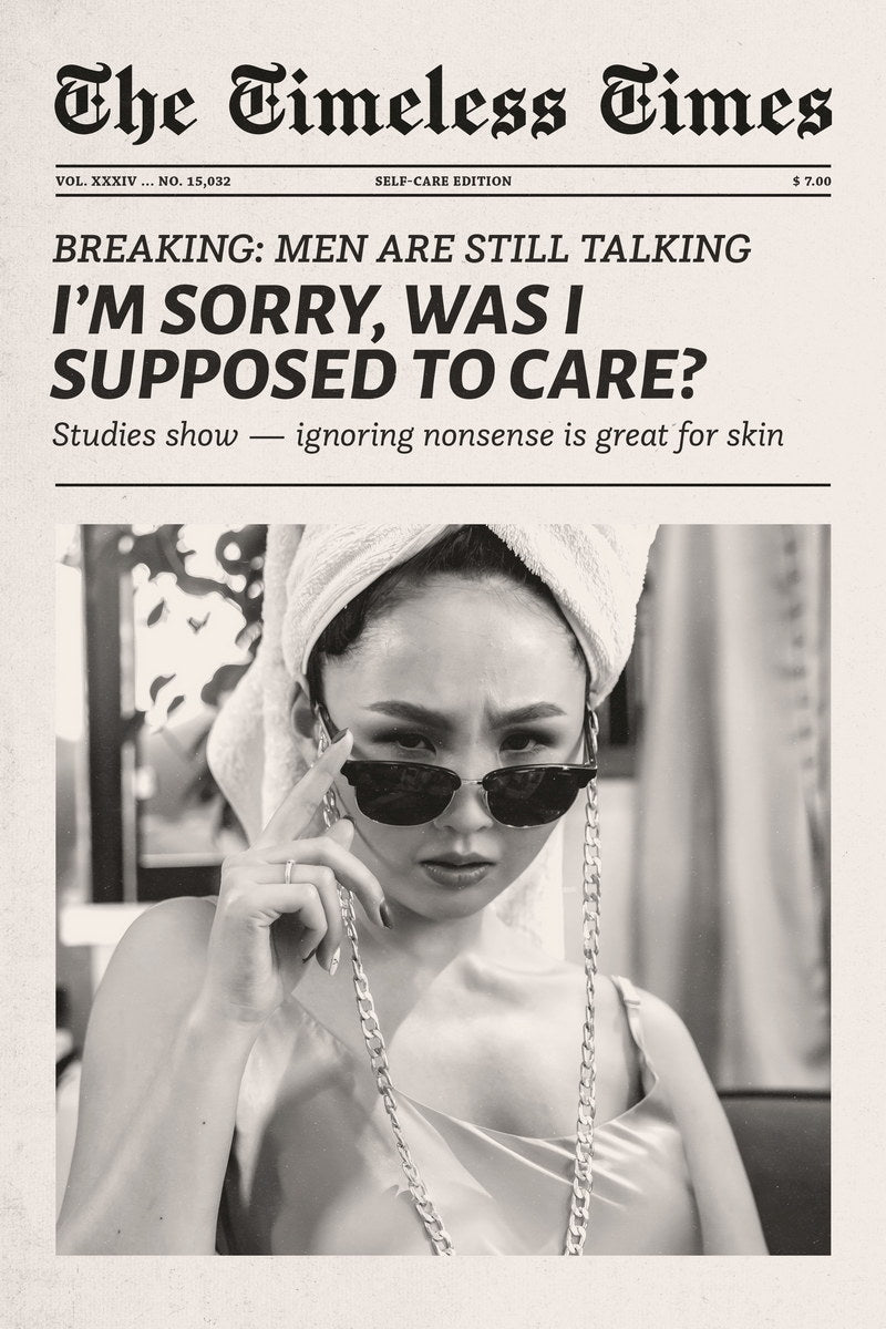 I Don't Care Poster Black And White Newspaper Print Main Character Feminist Quote Wall Art Bedroom Dorm Decor Girlboss Aesthetic - xonomax