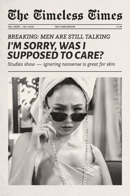 I Don't Care Poster Black And White Newspaper Print Main Character Feminist Quote Wall Art Bedroom Dorm Decor Girlboss Aesthetic - xonomax