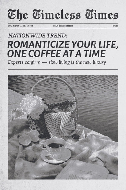 Vintage Coffee Culture Poster Newspaper Print Soft Vintage Romantic Wall Art Office Kitchen Decor Slow Living Cozy Aesthetic - xonomax