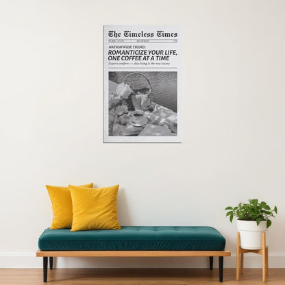 Vintage Coffee Culture Poster Newspaper Print Soft Vintage Romantic Wall Art Office Kitchen Decor Slow Living Cozy Aesthetic - xonomax