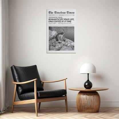 Vintage Coffee Culture Poster Newspaper Print Soft Vintage Romantic Wall Art Office Kitchen Decor Slow Living Cozy Aesthetic - xonomax