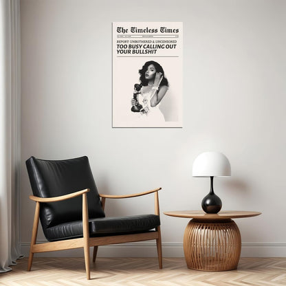 Urban Feminist Poster Trendy Black And White Newspaper Print Retro Girly Empowerment Quote Wall Art Bedroom Dorm Decor Vintage Glam Aesthetic - xonomax