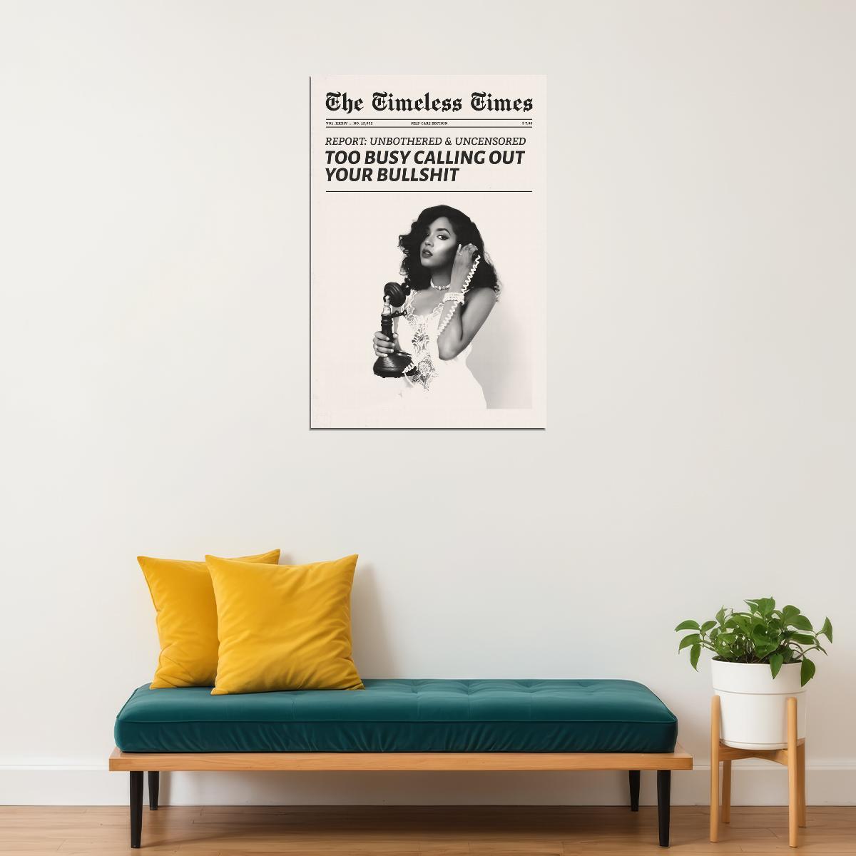 Urban Feminist Poster Trendy Black And White Newspaper Print Retro Girly Empowerment Quote Wall Art Bedroom Dorm Decor Vintage Glam Aesthetic - xonomax