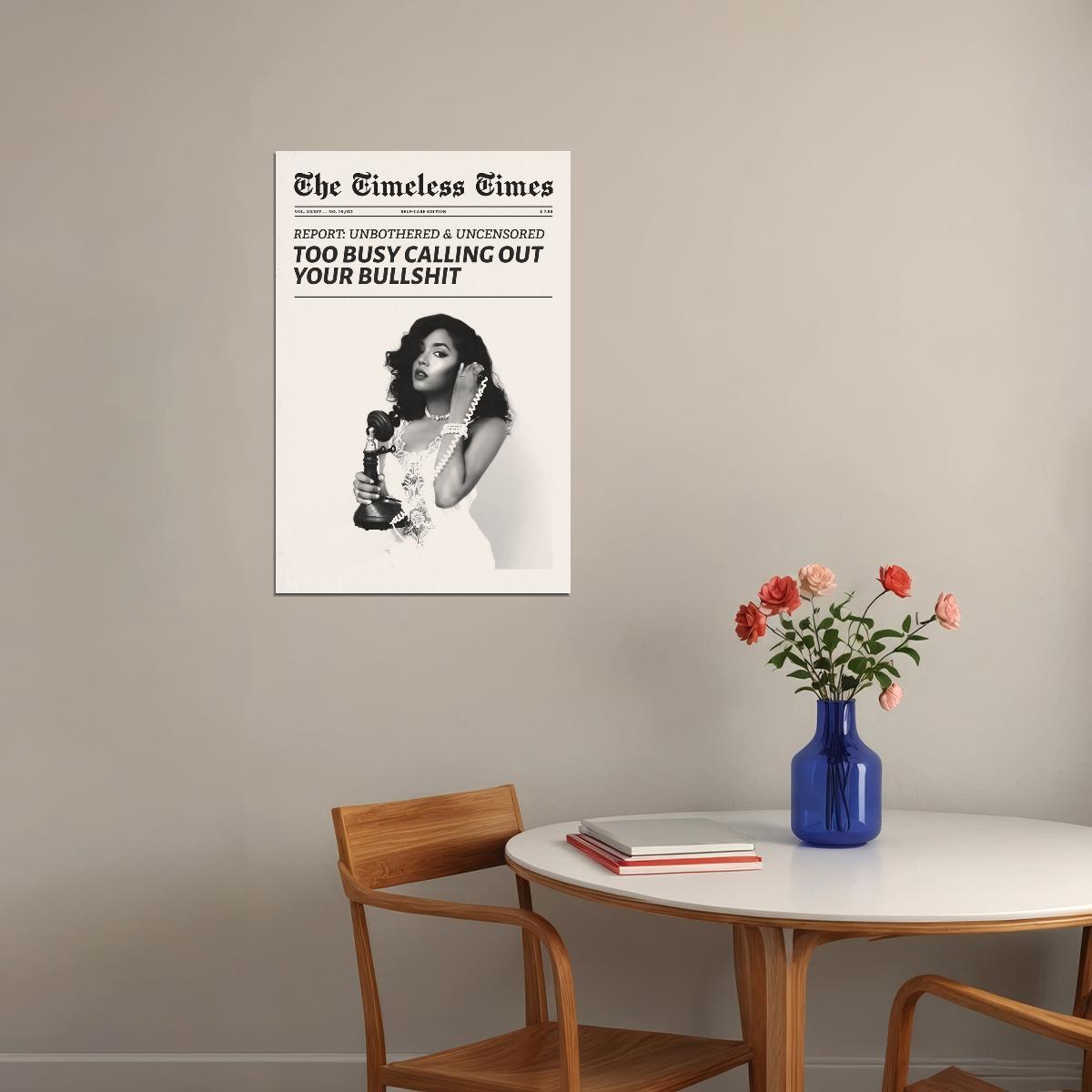 Urban Feminist Poster Trendy Black And White Newspaper Print Retro Girly Empowerment Quote Wall Art Bedroom Dorm Decor Vintage Glam Aesthetic - xonomax
