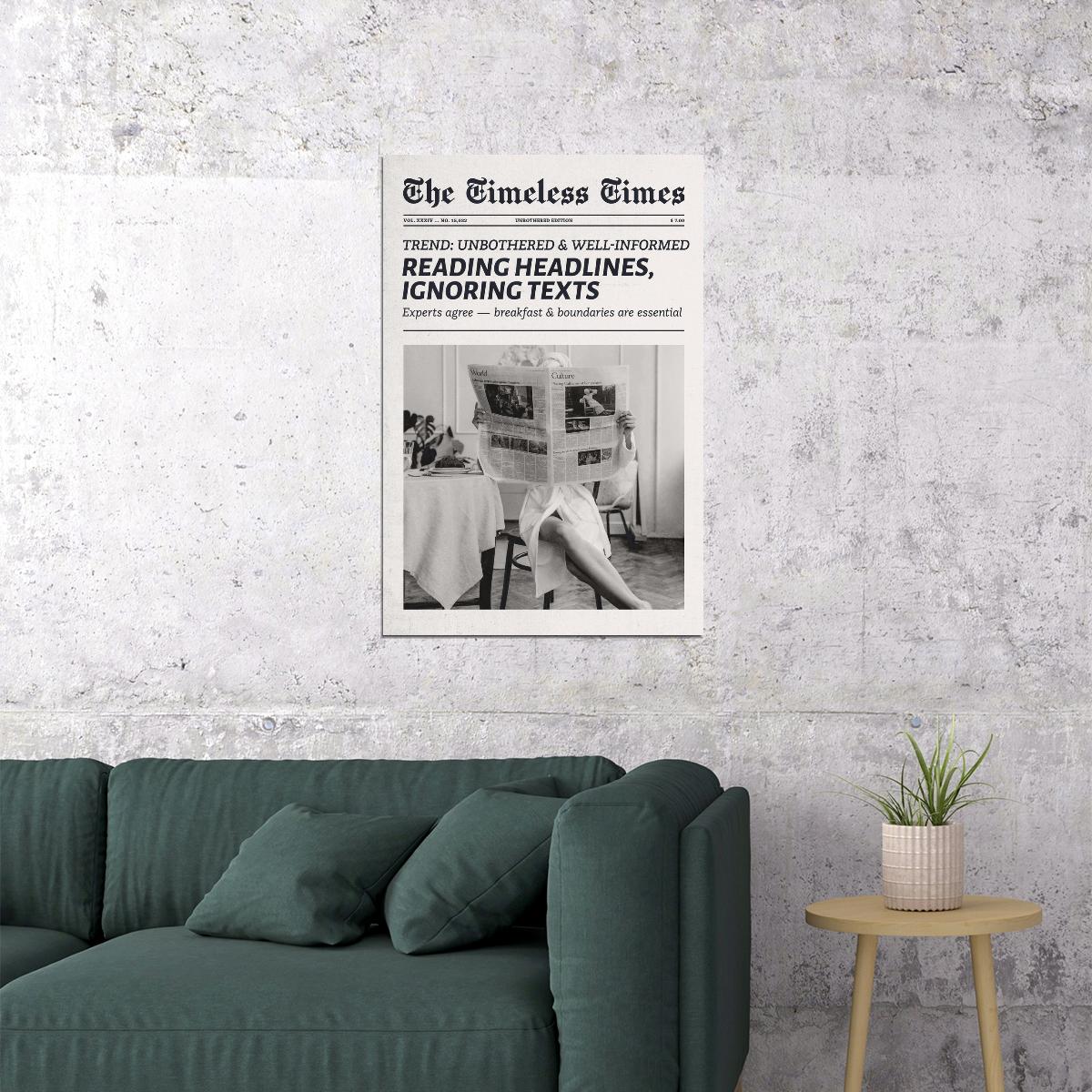 Unbothered Poster Trendy Black And White Newspaper Print Minimalist Cool Girl Wall Art Living Room Kitchen Decor Clean Girl Aesthetic - xonomax