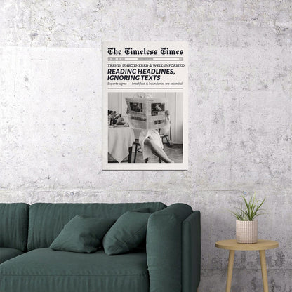 Unbothered Poster Trendy Black And White Newspaper Print Minimalist Cool Girl Wall Art Living Room Kitchen Decor Clean Girl Aesthetic - xonomax