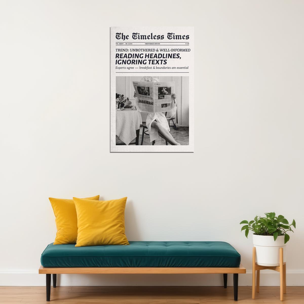 Unbothered Poster Trendy Black And White Newspaper Print Minimalist Cool Girl Wall Art Living Room Kitchen Decor Clean Girl Aesthetic - xonomax