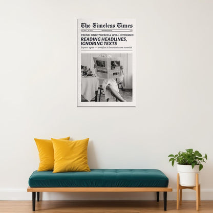 Unbothered Poster Trendy Black And White Newspaper Print Minimalist Cool Girl Wall Art Living Room Kitchen Decor Clean Girl Aesthetic - xonomax