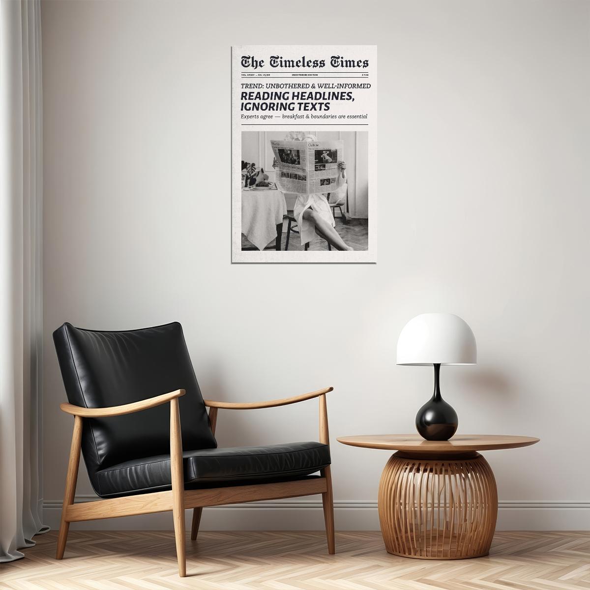 Unbothered Poster Trendy Black And White Newspaper Print Minimalist Cool Girl Wall Art Living Room Kitchen Decor Clean Girl Aesthetic - xonomax