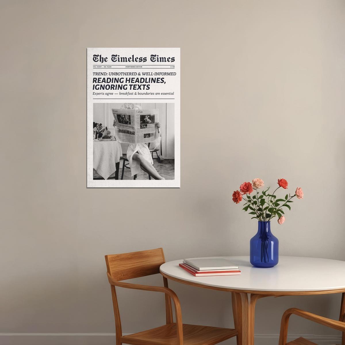 Unbothered Poster Trendy Black And White Newspaper Print Minimalist Cool Girl Wall Art Living Room Kitchen Decor Clean Girl Aesthetic - xonomax