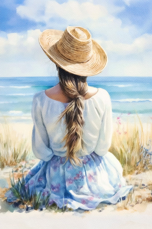 Seaside Coastal Poster Blue Aesthetic Beachy Print Trendy Preppy Coquette Wall Art Coastal Granddaughter Aesthetic