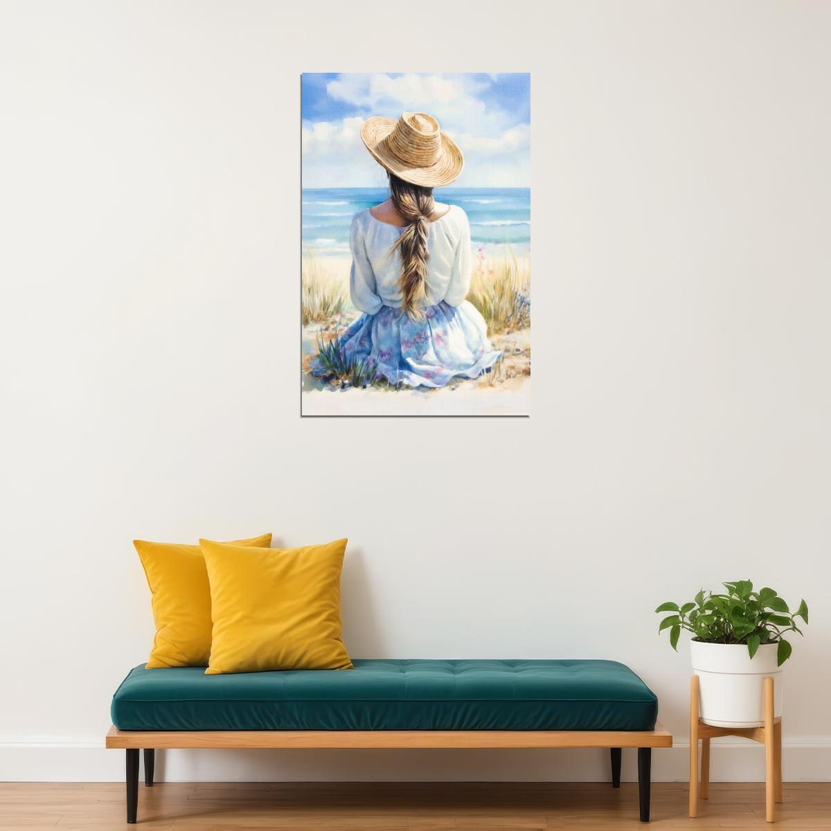 Seaside Coastal Poster Blue Aesthetic Beachy Print Trendy Preppy Coquette Wall Art Coastal Granddaughter Aesthetic