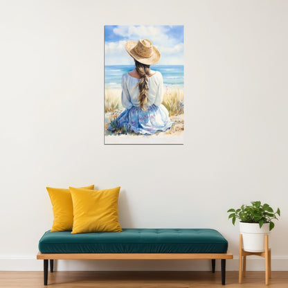 Seaside Coastal Poster Blue Aesthetic Beachy Print Trendy Preppy Coquette Wall Art Coastal Granddaughter Aesthetic