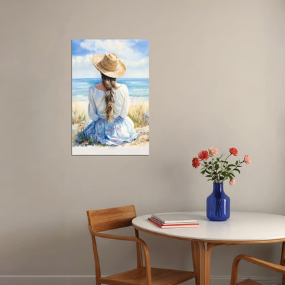 Seaside Coastal Poster Blue Aesthetic Beachy Print Trendy Preppy Coquette Wall Art Coastal Granddaughter Aesthetic