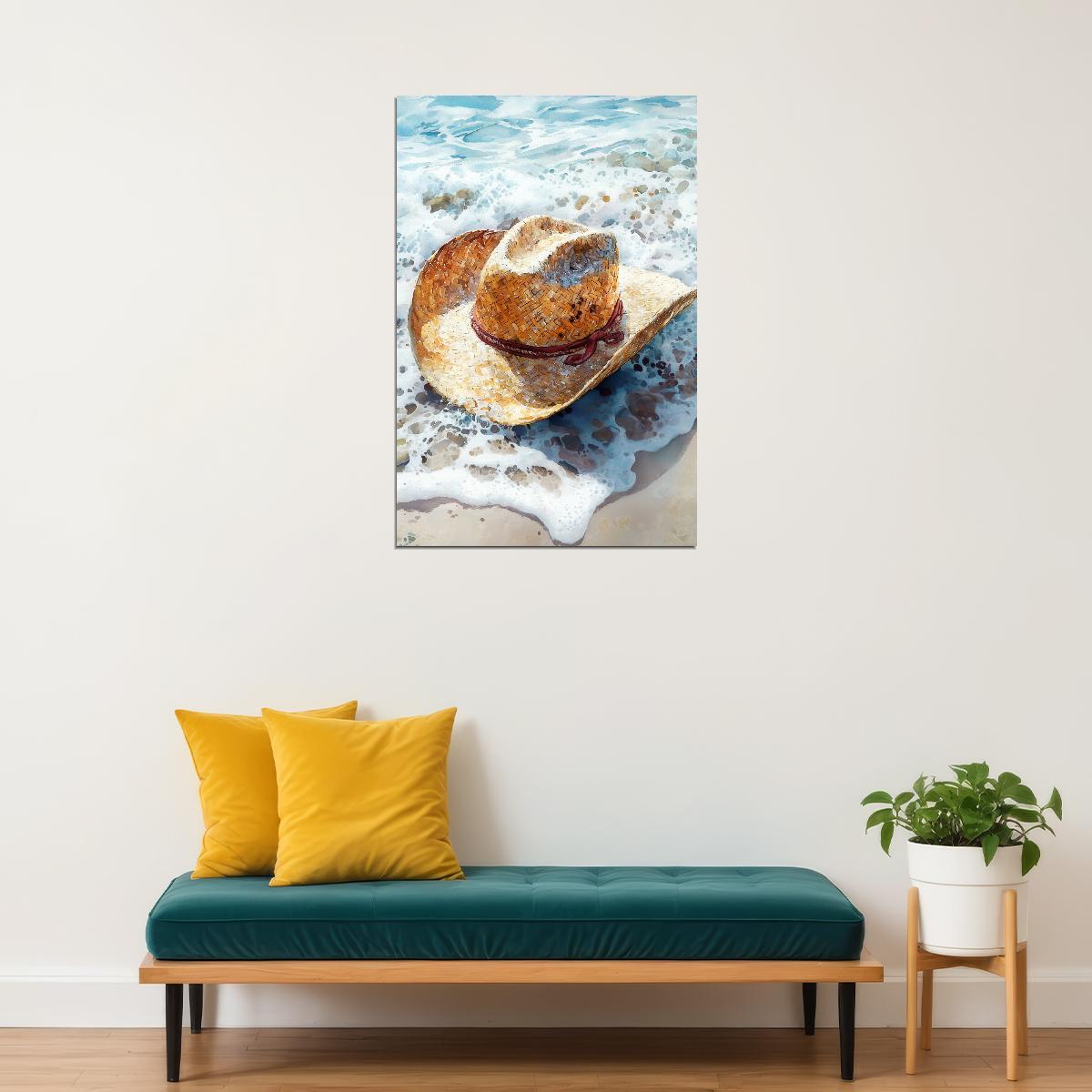 Coastal Western Cowgirl Poster Watercolor Painting Print Beach Side Southern Girl Wall Art Rustic Coastal Granddaughter Aesthetic - xonomax