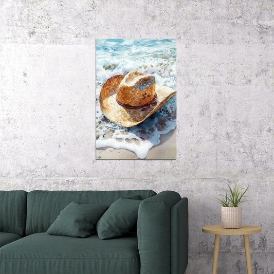 Coastal Western Cowgirl Poster Watercolor Painting Print Beach Side Southern Girl Wall Art Rustic Coastal Granddaughter Aesthetic - xonomax