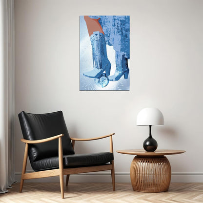 Funky Disco Cowgirl Poster Sparkly Blue Western Boots Print Disco Ball Trendy Party Wall Art - xonomax