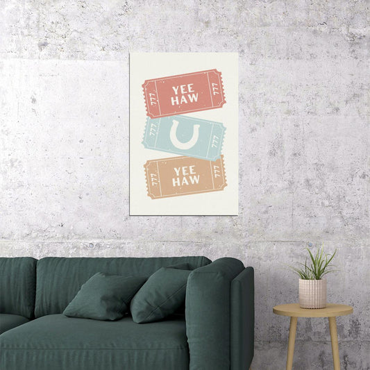 Lucky Ticket Poster Western Lucky Cowgirl Print Preppy Wall Art Teen Girls Room Apartment Dorm Decor - xonomax