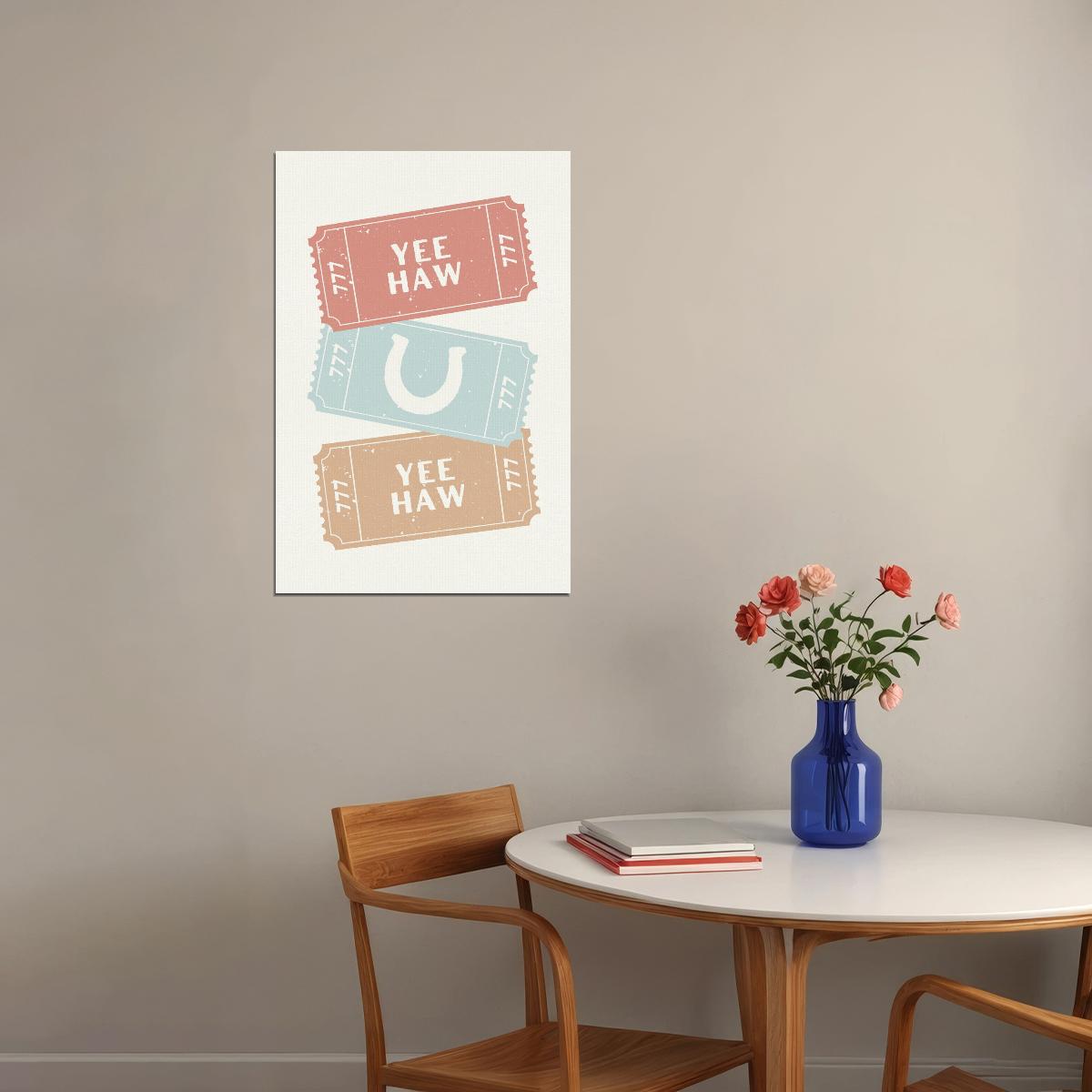 Lucky Ticket Poster Western Lucky Cowgirl Print Preppy Wall Art Teen Girls Room Apartment Dorm Decor - xonomax