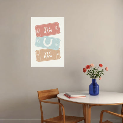 Lucky Ticket Poster Western Lucky Cowgirl Print Preppy Wall Art Teen Girls Room Apartment Dorm Decor - xonomax