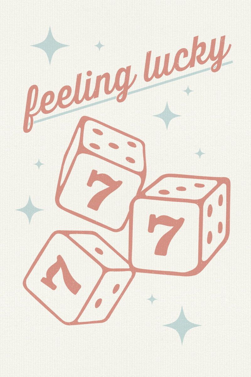Feeling Lucky Pastel Poster Retro Lucky Number 7 Dice Print Western Aesthetic - xonomax