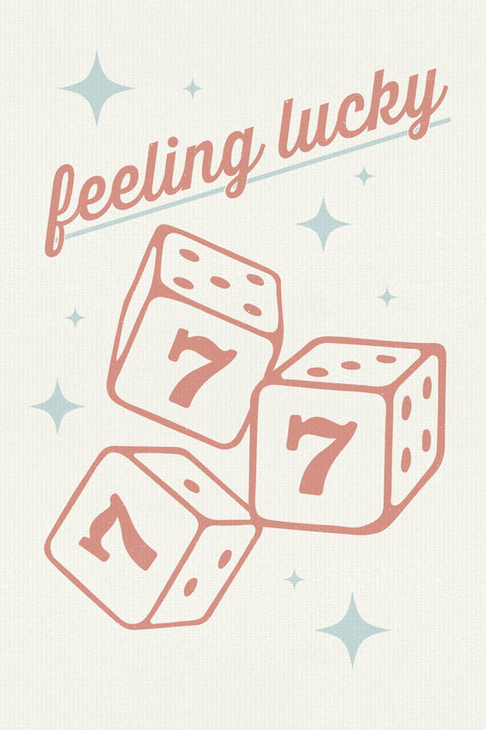 Feeling Lucky Pastel Poster Retro Lucky Number 7 Dice Print Western Aesthetic - xonomax