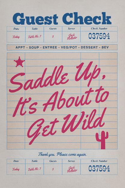 Trendy Guest Check Poster Pink Cowgirl Southern Girl Print Funny Western Quotes Preppy Vintage Aesthetic