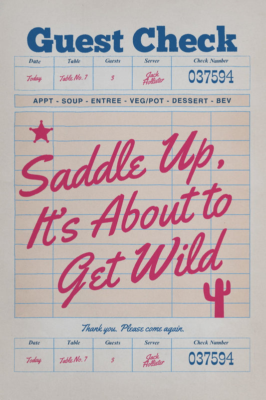 Trendy Guest Check Poster Pink Cowgirl Southern Girl Print Funny Western Quotes Preppy Vintage Aesthetic