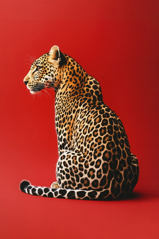 Red Leopard Poster Big Cat Wall Art Wild Animal Picture Print Artwork - xonomax