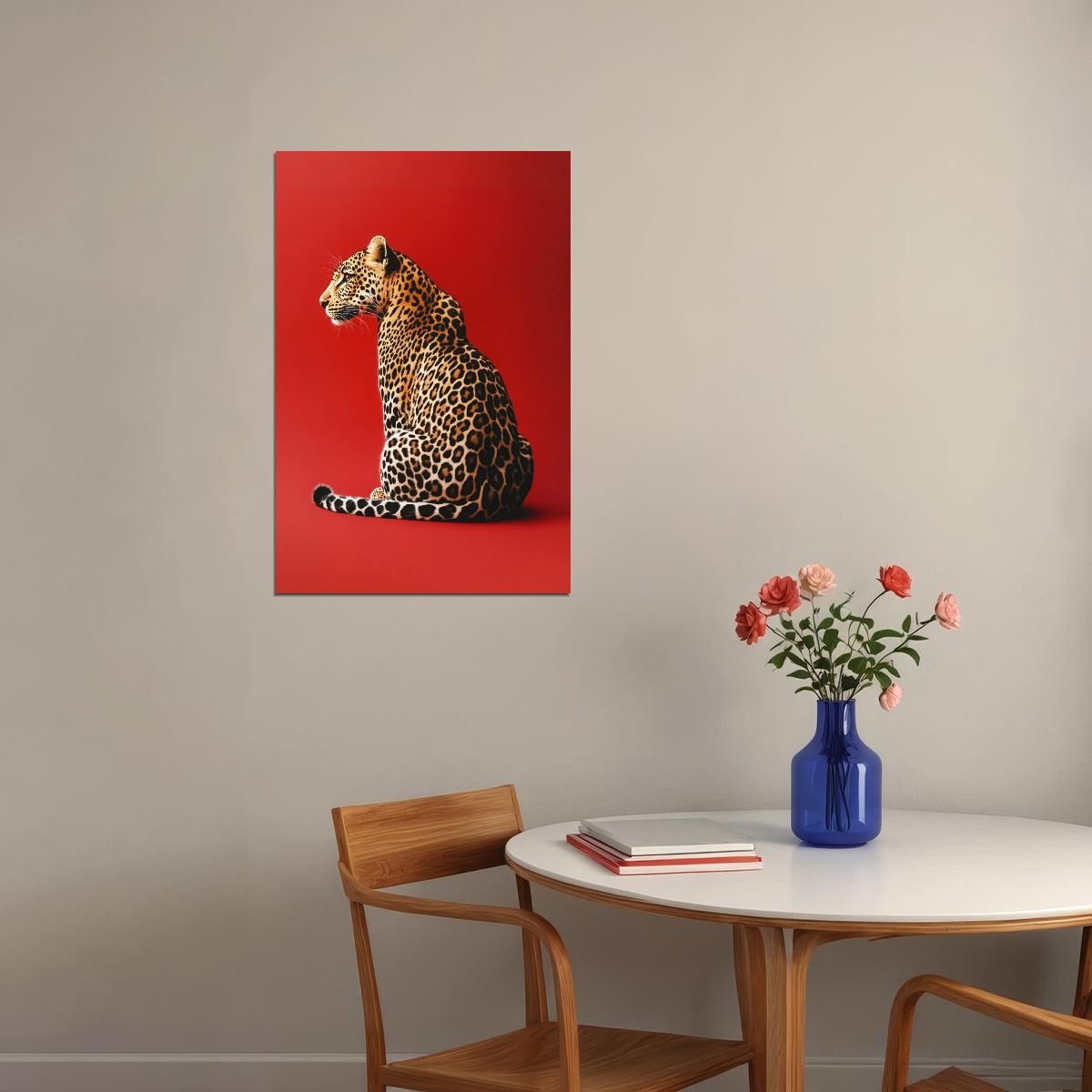 Red Leopard Poster Big Cat Wall Art Wild Animal Picture Print Artwork - xonomax