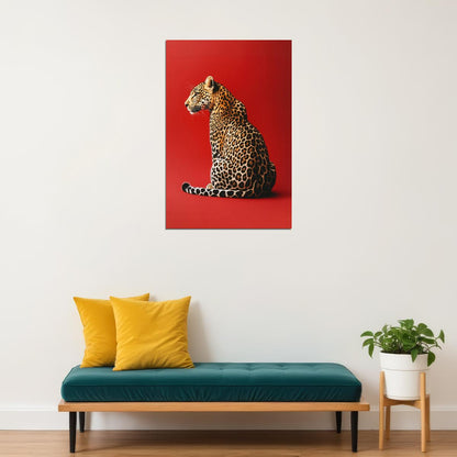 Red Leopard Poster Big Cat Wall Art Wild Animal Picture Print Artwork - xonomax