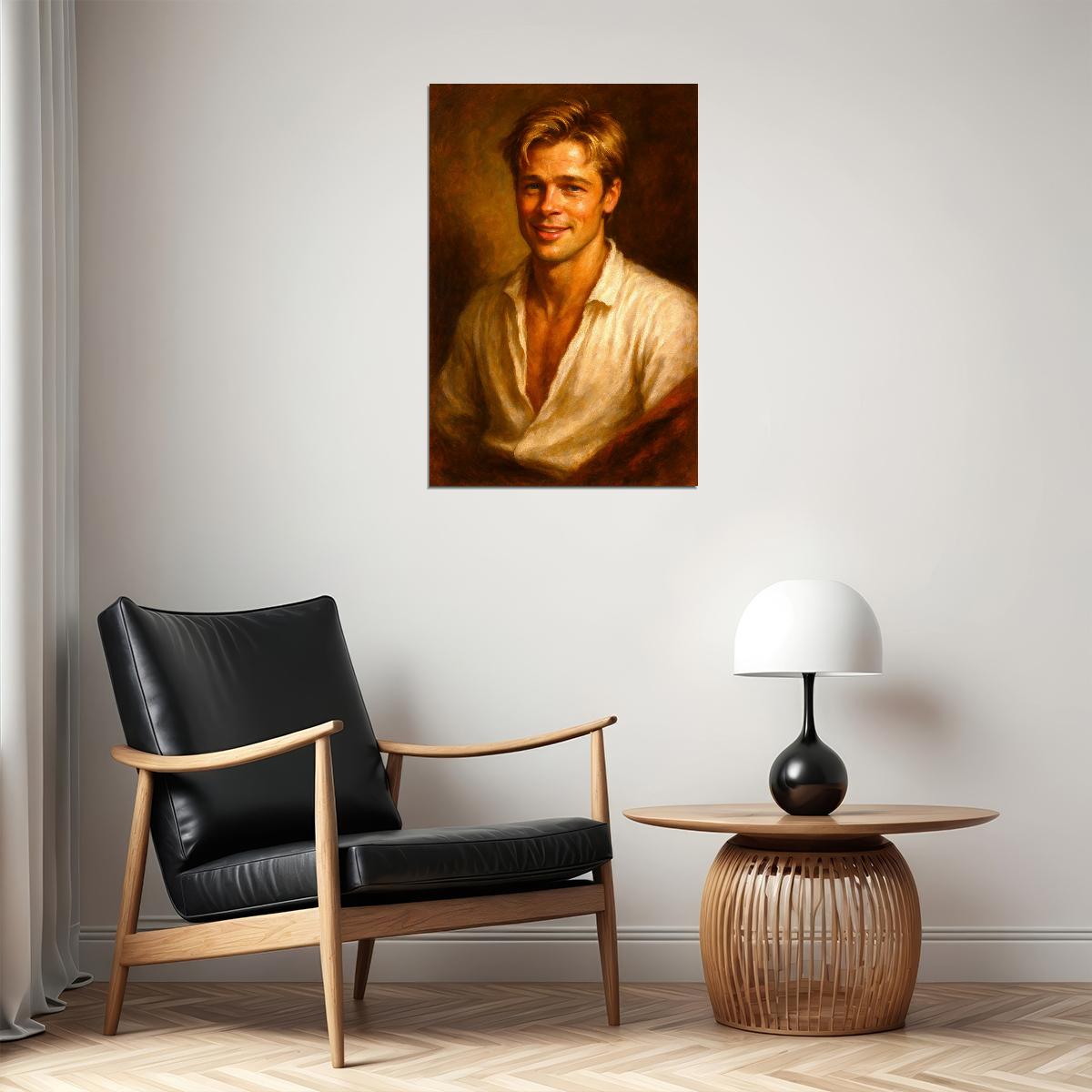 Brad Pitt Young Celebrity Poster Funny Celebrity Wall Art Pop Culture Decor Faux Oil Painting Art Print - xonomax