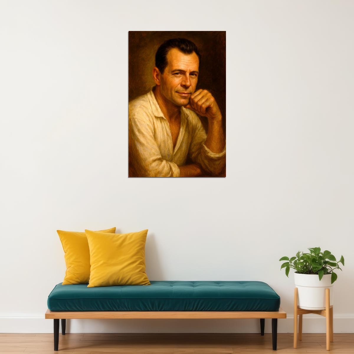 Bruce Willis Young Celebrity Poster Funny Celebrity Wall Art Pop Culture Decor Faux Oil Painting Art Print - xonomax