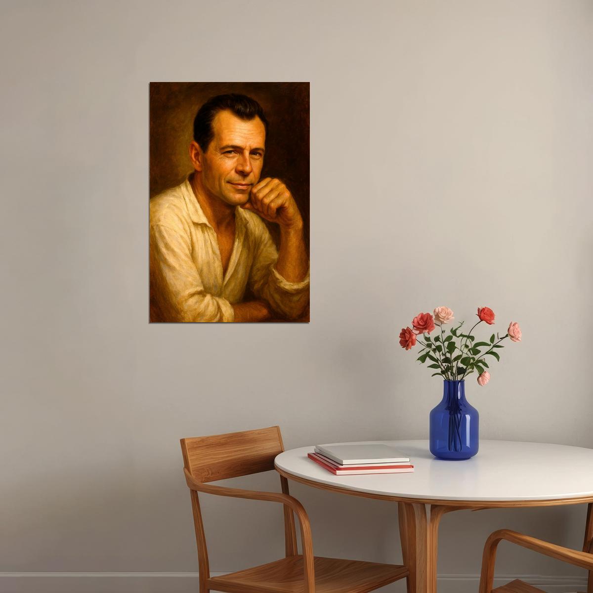 Bruce Willis Young Celebrity Poster Funny Celebrity Wall Art Pop Culture Decor Faux Oil Painting Art Print - xonomax