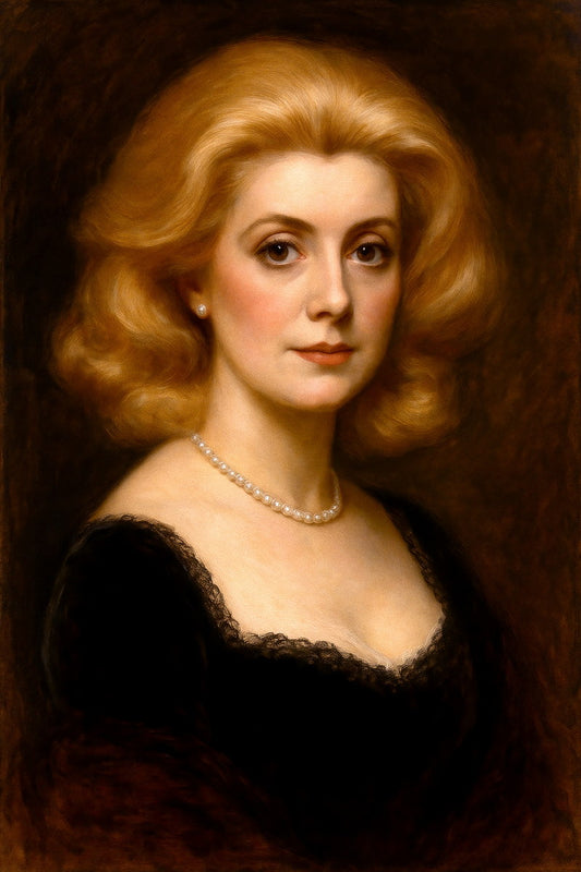Catherine Deneuve Celebrity Poster Funny Celebrity Wall Art Pop Culture Decor Faux Oil Painting Art Print - xonomax