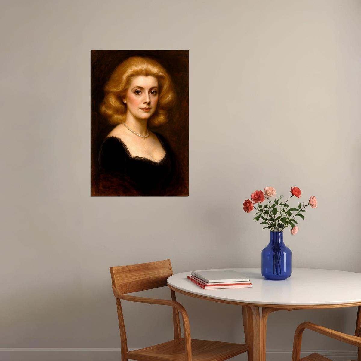 Catherine Deneuve Celebrity Poster Funny Celebrity Wall Art Pop Culture Decor Faux Oil Painting Art Print - xonomax