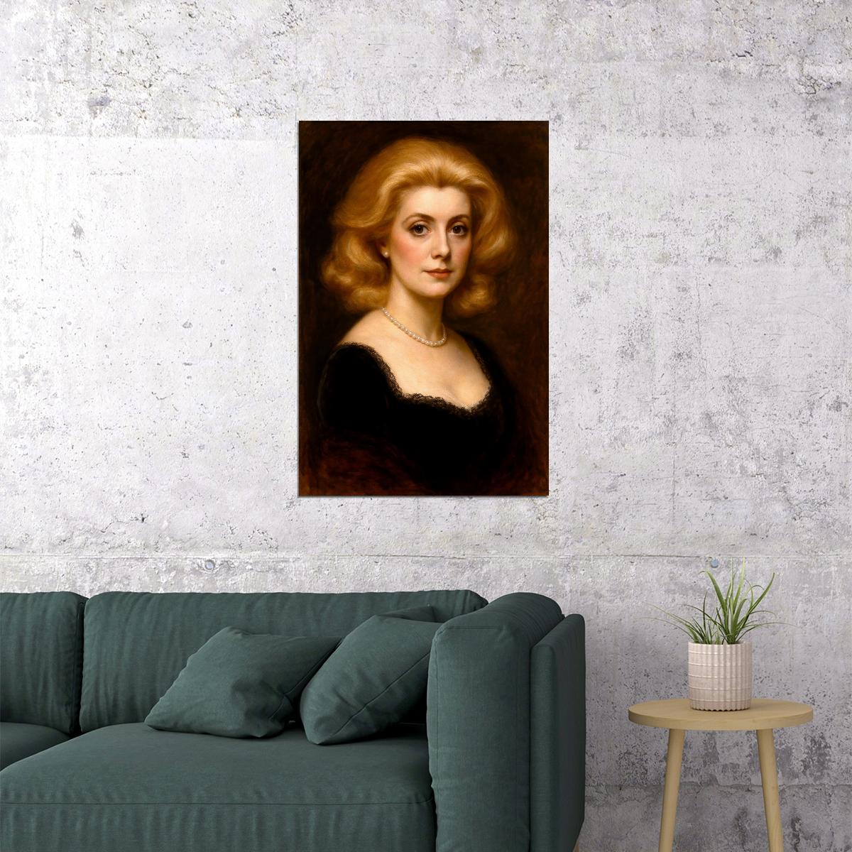 Catherine Deneuve Celebrity Poster Funny Celebrity Wall Art Pop Culture Decor Faux Oil Painting Art Print - xonomax