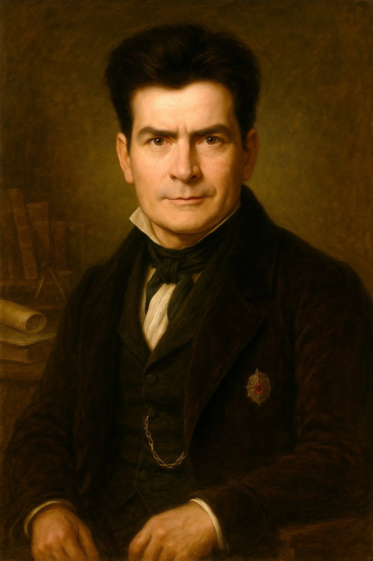 Charlie Sheen Celebrity Poster Funny Celebrity Wall Art Pop Culture Decor Faux Oil Painting Art Print - xonomax