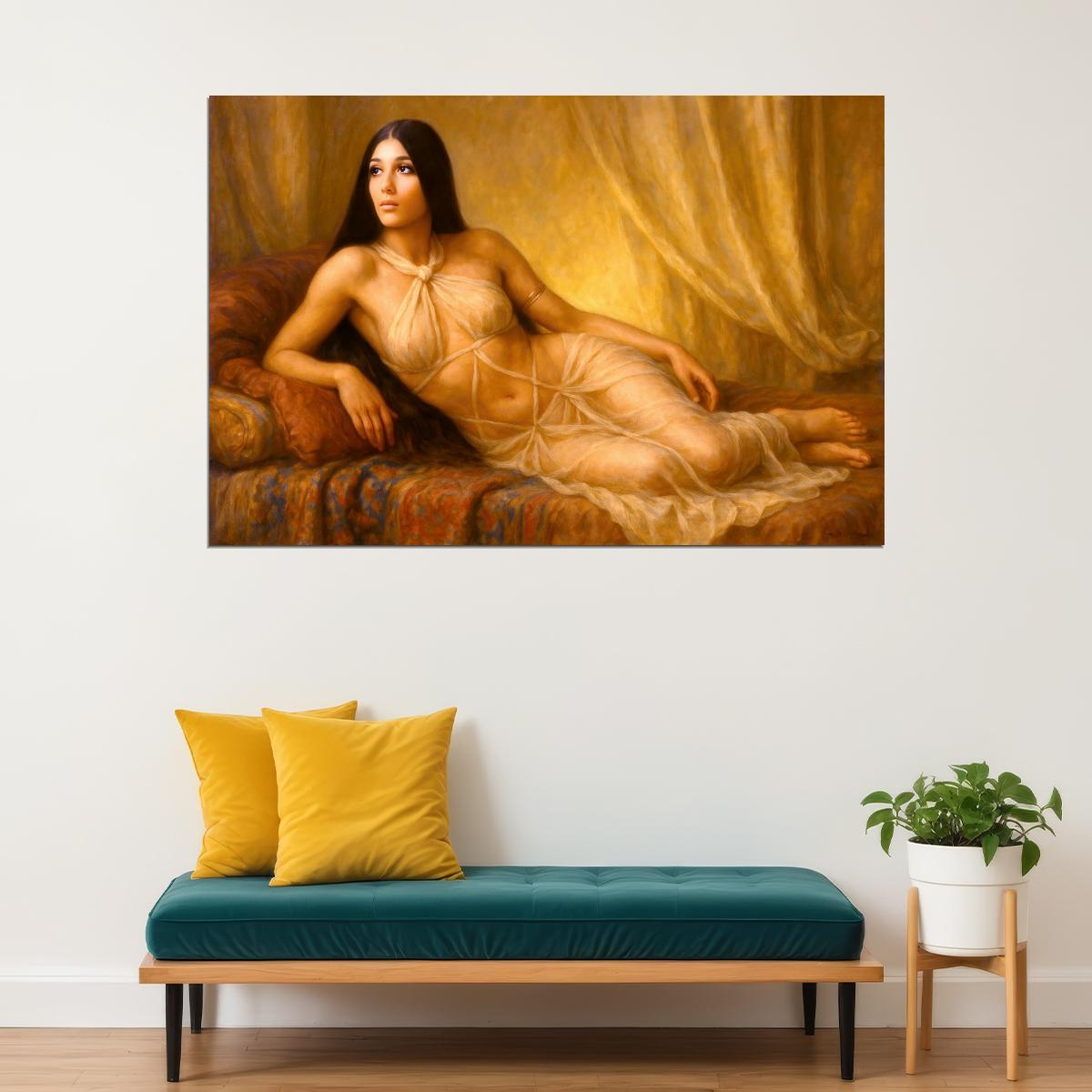 Cher Young Celebrity Poster Funny Celebrity Wall Art Pop Culture Decor Faux Oil Painting Art Print - xonomax