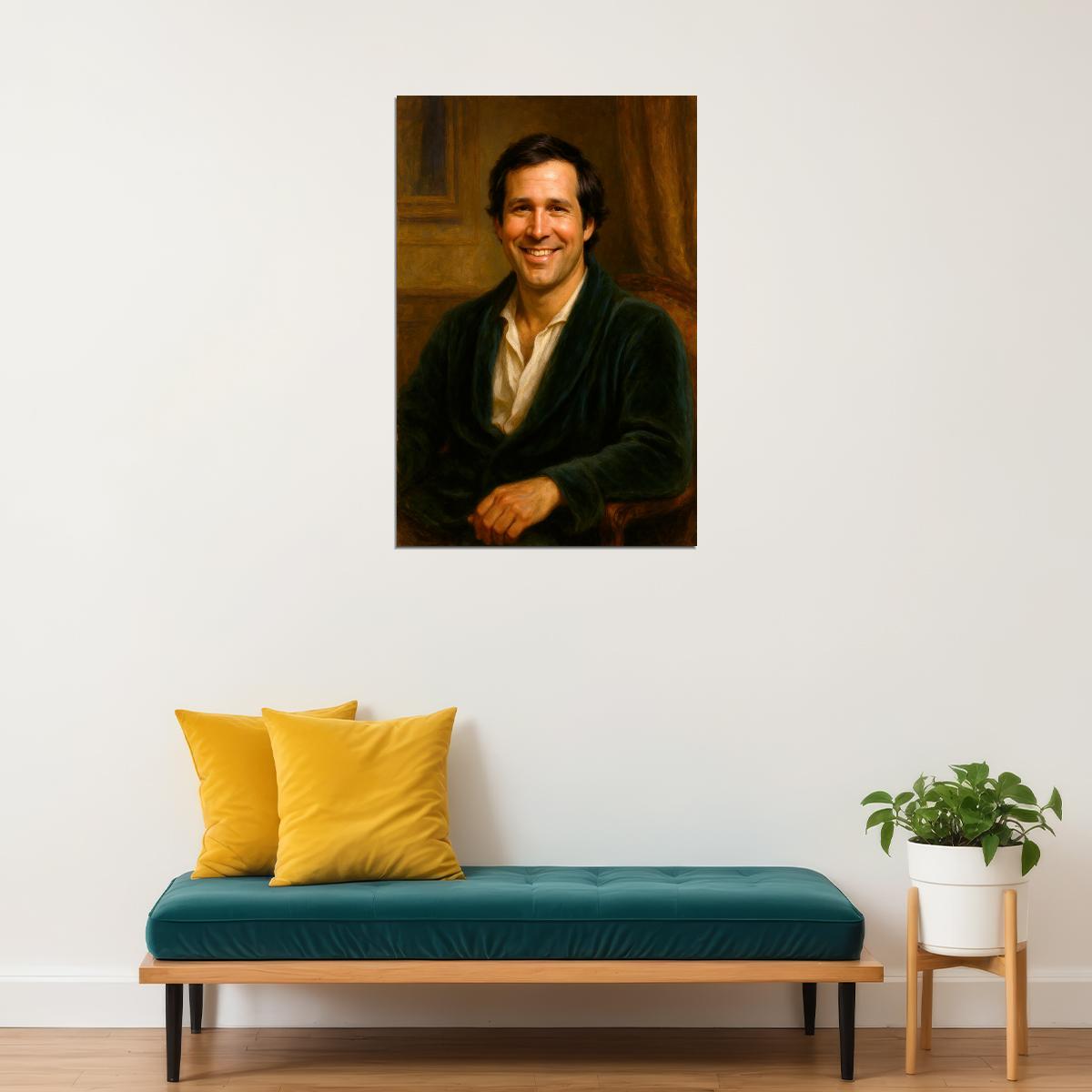 Chevy Chase Celebrity Poster Funny Celebrity Wall Art Pop Culture Decor Faux Oil Painting Art Print - xonomax