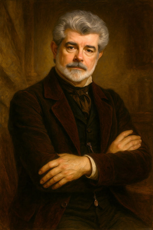 George Lucas Celebrity Poster Funny Celebrity Wall Art Pop Culture Decor Faux Oil Painting Art Print - xonomax