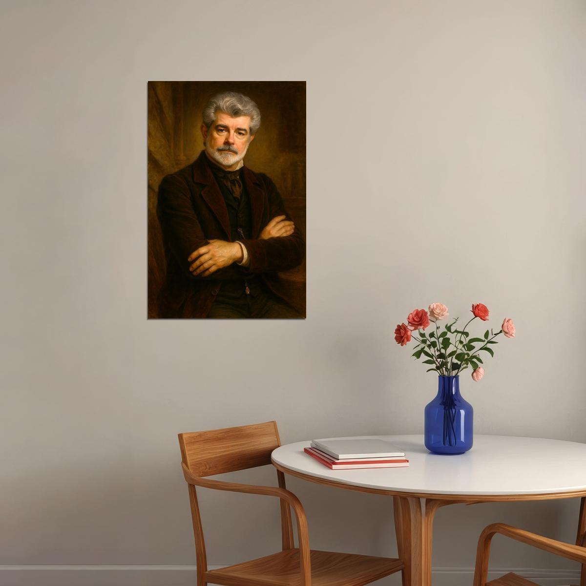 George Lucas Celebrity Poster Funny Celebrity Wall Art Pop Culture Decor Faux Oil Painting Art Print - xonomax