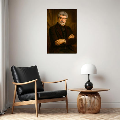 George Lucas Celebrity Poster Funny Celebrity Wall Art Pop Culture Decor Faux Oil Painting Art Print - xonomax