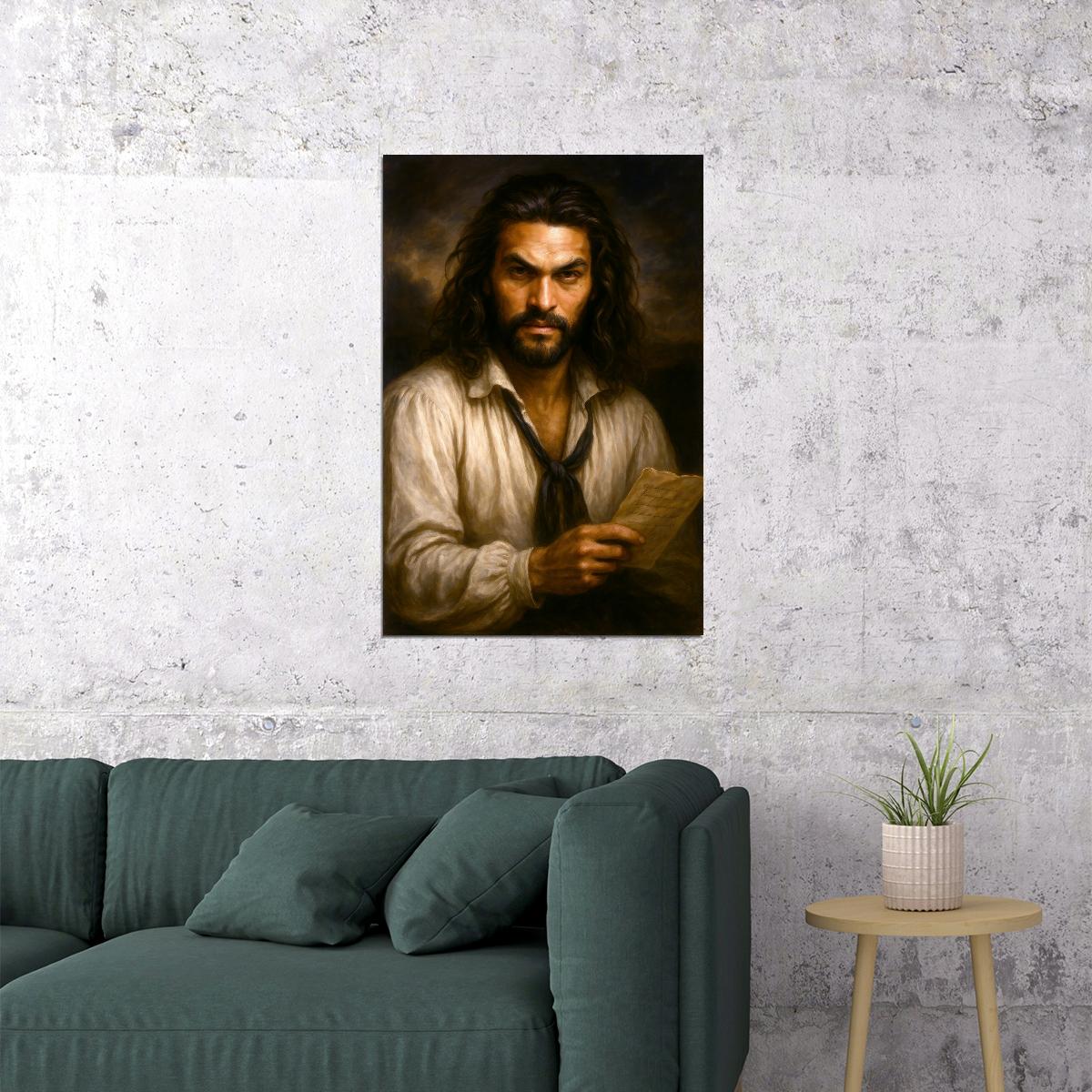 Jason Momoa Celebrity Poster Funny Celebrity Wall Art Pop Culture Decor Faux Oil Painting Art Print - xonomax