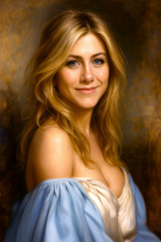 Jennifer Aniston Celebrity Poster Funny Celebrity Wall Art Pop Culture Decor Faux Oil Painting Art Print