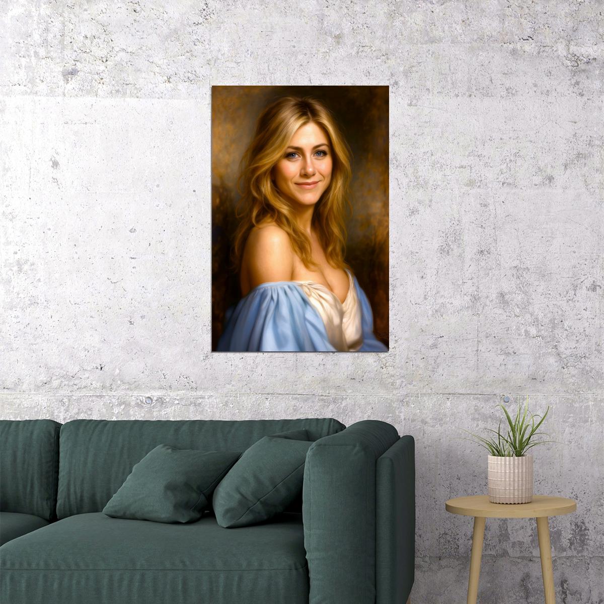 Jennifer Aniston Celebrity Poster Funny Celebrity Wall Art Pop Culture Decor Faux Oil Painting Art Print