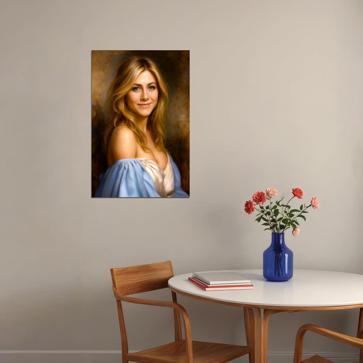 Jennifer Aniston Celebrity Poster Funny Celebrity Wall Art Pop Culture Decor Faux Oil Painting Art Print